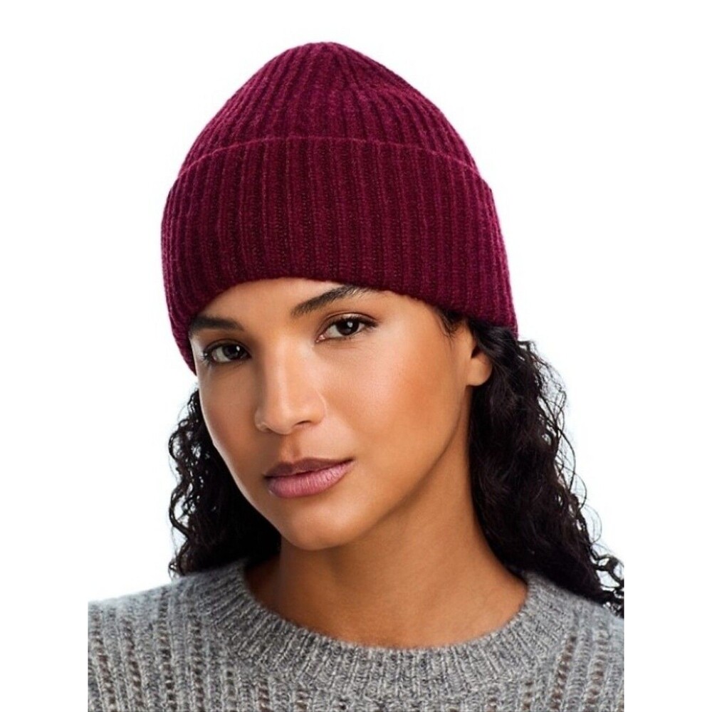 Aqua Solid Rib Knit Cuff Hat - Exclusive to Bloomingdale's.Color:Maroon.